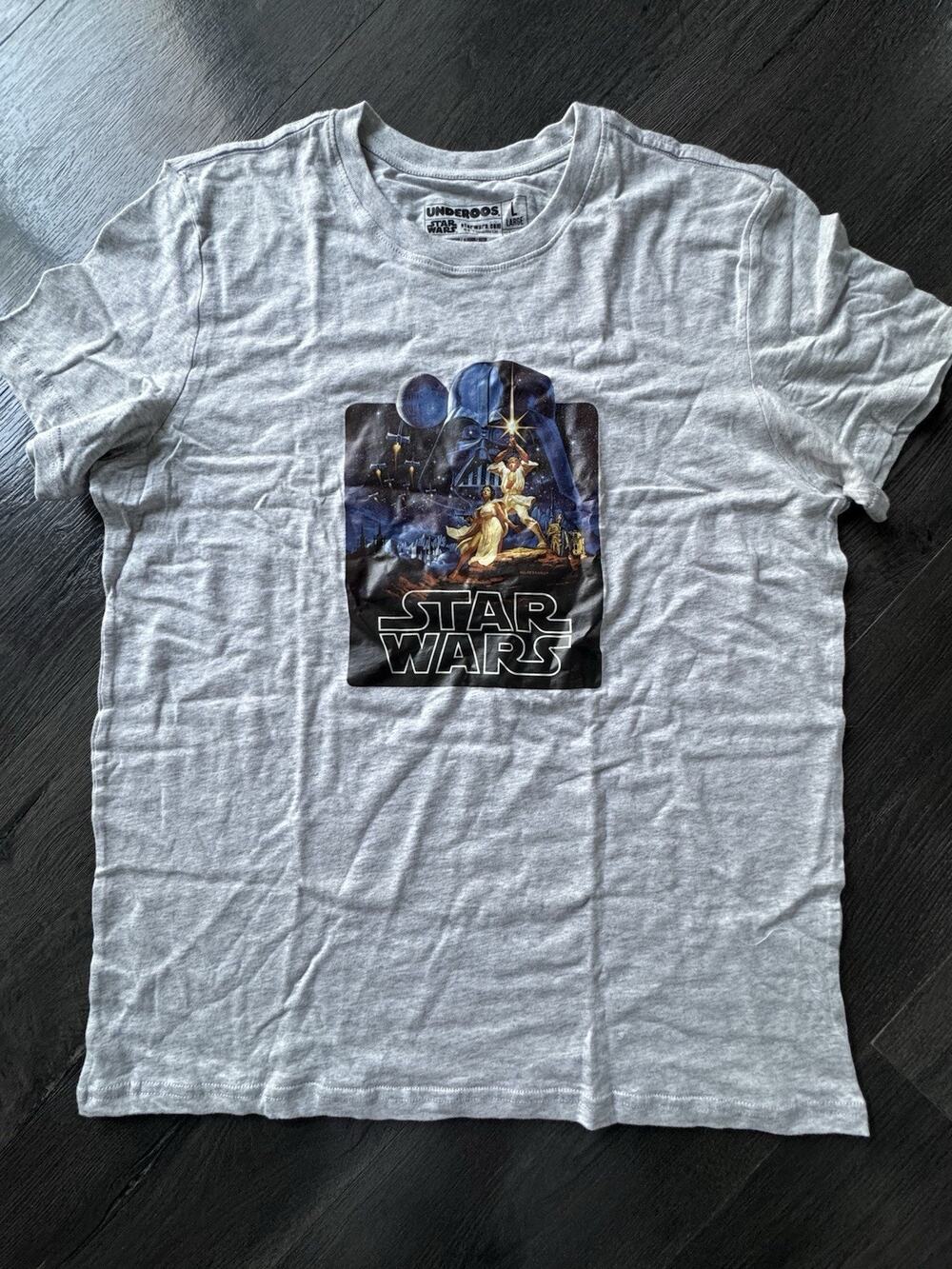Star Wars Shirt Princess Leia Darth Vader Luke Skywalker Underoos Large Grey